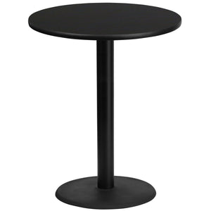 English Elm Stiles Durable Round Laminate Table Top with Sturdy Bar Height Base for Restaurant and Home Use Black 36" Round XU-RD-36-BLKTB-TR24B-GG