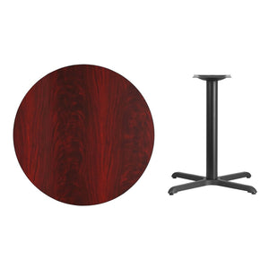 English Elm Graniss Stylish Laminate Table Top with Durable Cast Iron Base for Dining and Hospitality Spaces Mahogany 36" Round XU-RD-36-MAHTB-T3030-GG
