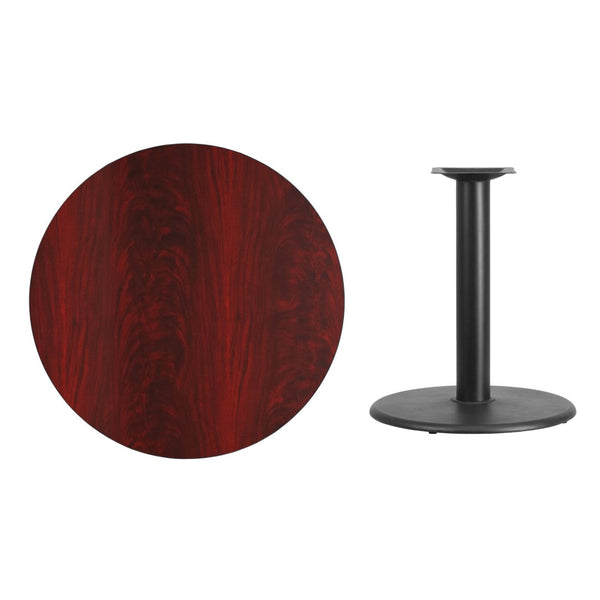 English Elm Graniss Durable Commercial-Grade Table Top with Sturdy Cast-Iron Base for Dining and Hospitality Spaces Mahogany 36" Round XU-RD-36-MAHTB-TR24-GG