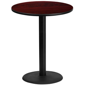 English Elm Stiles Durable Round Laminate Table Top with Sturdy Bar Height Base for Restaurant and Home Use Mahogany 36" Round XU-RD-36-MAHTB-TR24B-GG