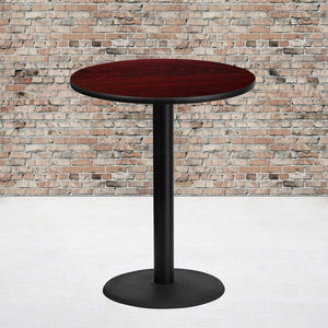 English Elm Stiles Durable Round Laminate Table Top with Sturdy Bar Height Base for Restaurant and Home Use Mahogany 36" Round XU-RD-36-MAHTB-TR24B-GG