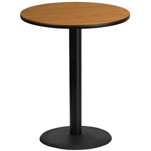 English Elm Stiles Durable Round Laminate Table Top with Sturdy Bar Height Base for Restaurant and Home Use Natural 36" Round XU-RD-36-NATTB-TR24B-GG