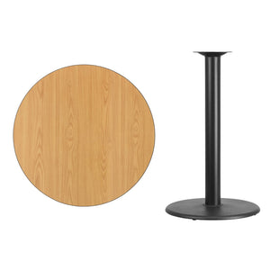 English Elm Stiles Durable Round Laminate Table Top with Sturdy Bar Height Base for Restaurant and Home Use Natural 36" Round XU-RD-36-NATTB-TR24B-GG