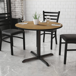 English Elm Graniss Stylish Laminate Table Top with Durable Cast Iron Base for Dining and Hospitality Spaces Walnut 36" Round XU-RD-36-WALTB-T3030-GG