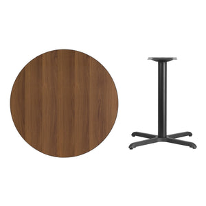 English Elm Graniss Stylish Laminate Table Top with Durable Cast Iron Base for Dining and Hospitality Spaces Walnut 36" Round XU-RD-36-WALTB-T3030-GG