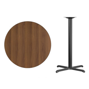 English Elm Stiles Commercial-Grade Bar Height Table Set with Reversible Laminate Top for Dining Spaces Walnut 36" Round XU-RD-36-WALTB-T3030B-GG