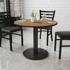 English Elm Graniss Durable Commercial-Grade Table Top with Sturdy Cast-Iron Base for Dining and Hospitality Spaces Walnut 36" Round XU-RD-36-WALTB-TR24-GG