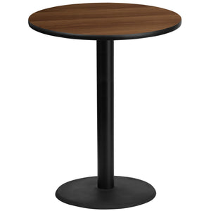 English Elm Stiles Durable Round Laminate Table Top with Sturdy Bar Height Base for Restaurant and Home Use Walnut 36" Round XU-RD-36-WALTB-TR24B-GG