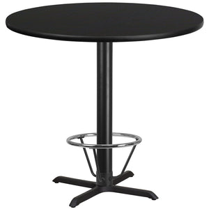 English Elm Stiles Durable Bar Height Table Set with Reversible Laminate Top and Sturdy Cast-Iron Base for Dining Black 42" Round XU-RD-42-BLKTB-T3333B-4CFR-GG