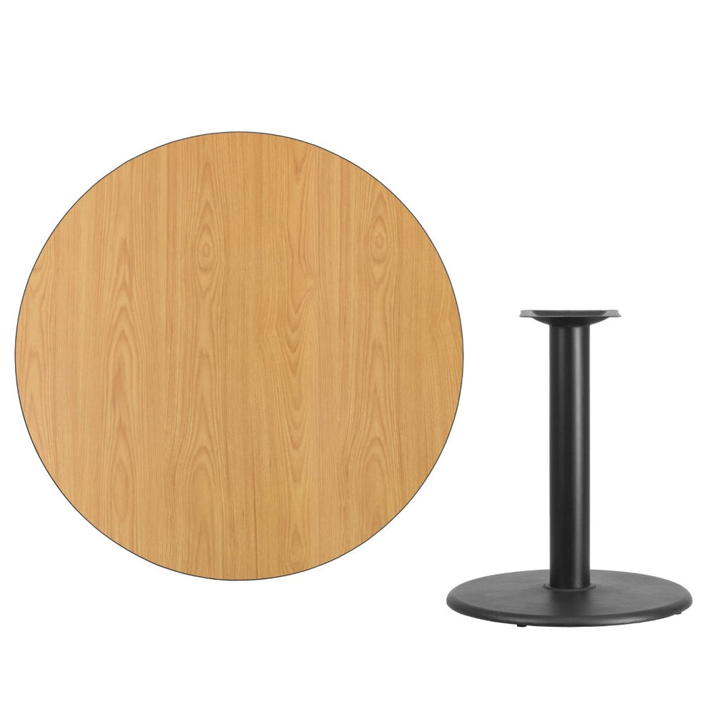 English Elm Graniss Durable Laminate Table Top with Heavy-Duty Base for Restaurants, Cafes, and Home Use Natural 42" Round XU-RD-42-NATTB-TR24-GG