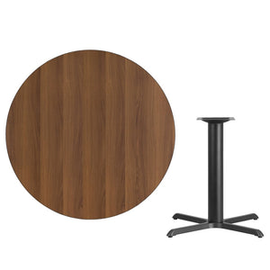 English Elm Graniss Commercial-Grade Laminate Table Top with Sturdy Cast Iron Base for Dining & Hospitality Spaces Walnut 42" Round XU-RD-42-WALTB-T3333-GG