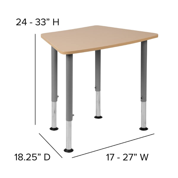 English Elm Billie Hex Adjustable Student Desk - Durable, Collaborative Design for Classrooms & Home Learning Spaces XU-SF-1001-NAT-A-GG