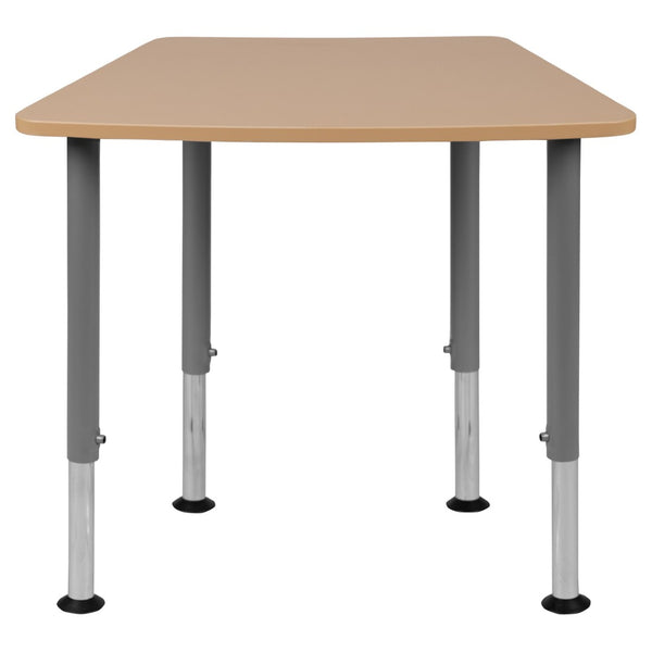English Elm Billie Hex Adjustable Student Desk - Durable, Collaborative Design for Classrooms & Home Learning Spaces XU-SF-1001-NAT-A-GG