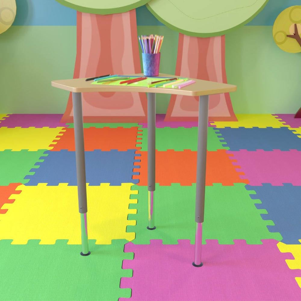 English Elm Billie Triangular Adjustable Student Desk - Perfect for Collaborative Learning in Home & Classroom Spaces XU-SF-1003-NAT-A-GG