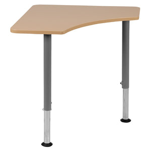 English Elm Billie Triangular Adjustable Student Desk - Perfect for Collaborative Learning in Home & Classroom Spaces XU-SF-1003-NAT-A-GG