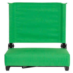 English Elm Grandstand Padded Stadium Chairs with 500 lb Capacity - Lightweight, Portable Folding Seats for Events Bright Green XU-STA-BGR-GG