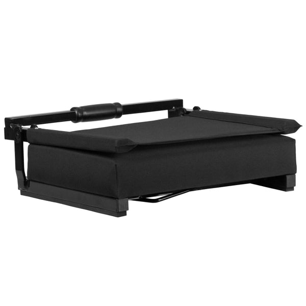 English Elm Grandstand Padded Stadium Chairs with 500 lb Capacity - Lightweight, Portable Folding Seats for Events Black XU-STA-BK-GG