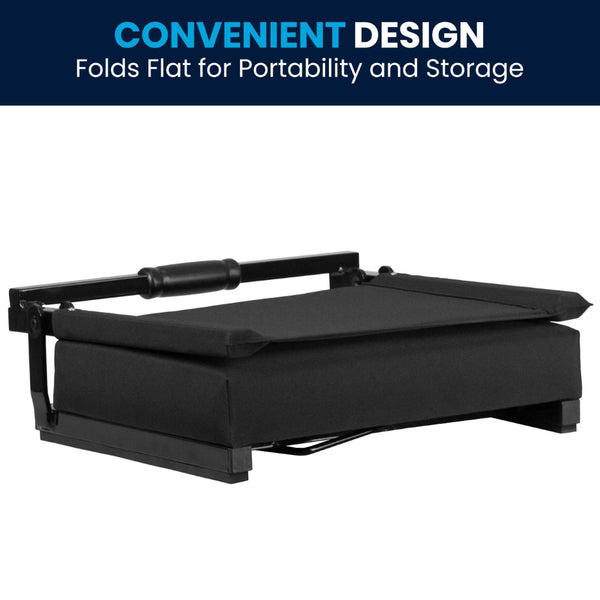 English Elm Grandstand Padded Stadium Chairs with 500 lb Capacity - Lightweight, Portable Folding Seats for Events Black XU-STA-BK-GG