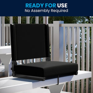 English Elm Grandstand Padded Stadium Chairs with 500 lb Capacity - Lightweight, Portable Folding Seats for Events Black XU-STA-BK-GG