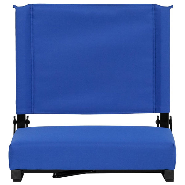 English Elm Grandstand Padded Stadium Chairs with 500 lb Capacity - Lightweight, Portable Folding Seats for Events Blue XU-STA-BL-GG