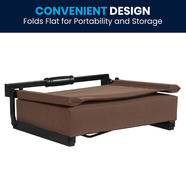 English Elm Grandstand Padded Stadium Chairs with 500 lb Capacity - Lightweight, Portable Folding Seats for Events Brown XU-STA-BRN-GG