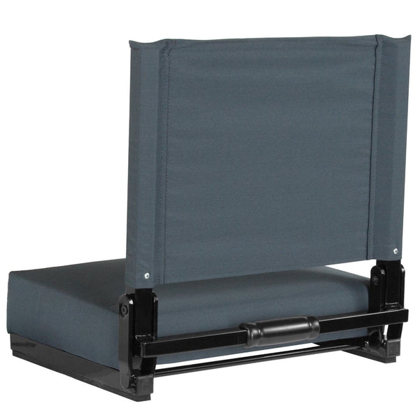 English Elm Grandstand Padded Stadium Chairs with 500 lb Capacity - Lightweight, Portable Folding Seats for Events Dark Blue XU-STA-DKBL-GG