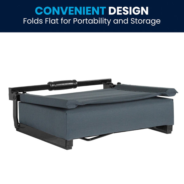 English Elm Grandstand Padded Stadium Chairs with 500 lb Capacity - Lightweight, Portable Folding Seats for Events Dark Blue XU-STA-DKBL-GG