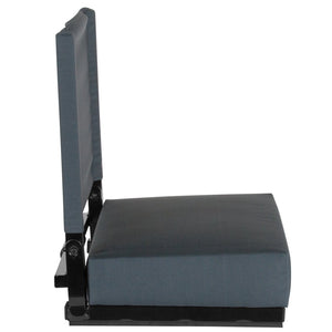 English Elm Grandstand Padded Stadium Chairs with 500 lb Capacity - Lightweight, Portable Folding Seats for Events Dark Blue XU-STA-DKBL-GG