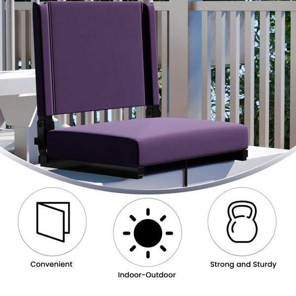 English Elm Grandstand Padded Stadium Chairs with 500 lb Capacity - Lightweight, Portable Folding Seats for Events Dark Purple XU-STA-DKPUR-GG
