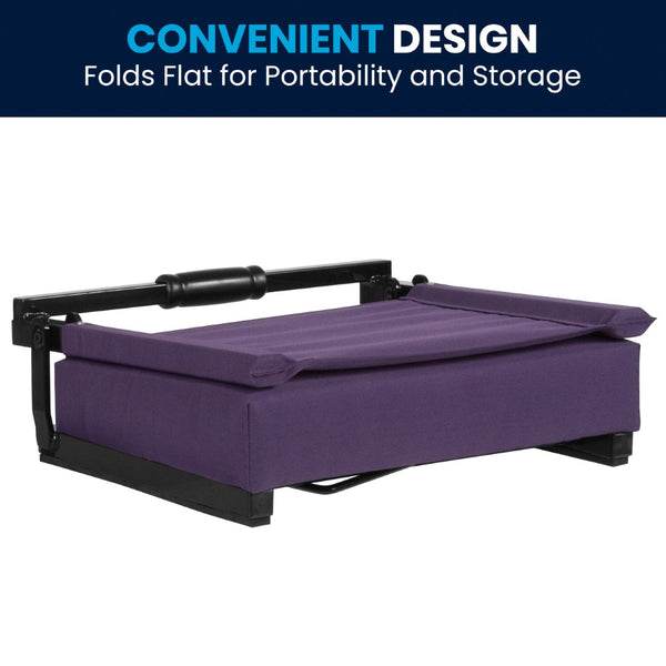 English Elm Grandstand Padded Stadium Chairs with 500 lb Capacity - Lightweight, Portable Folding Seats for Events Dark Purple XU-STA-DKPUR-GG
