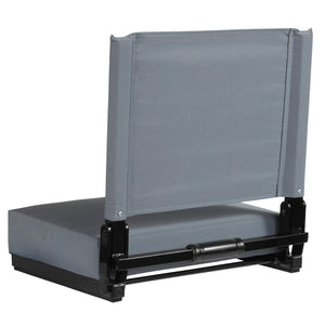 English Elm Grandstand Padded Stadium Chairs with 500 lb Capacity - Lightweight, Portable Folding Seats for Events Gray XU-STA-GY-GG