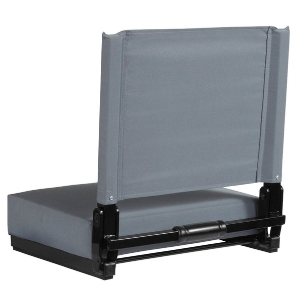 English Elm Grandstand Padded Stadium Chairs with 500 lb Capacity - Lightweight, Portable Folding Seats for Events Gray XU-STA-GY-GG