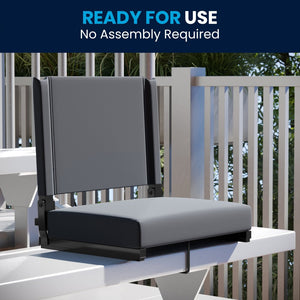 English Elm Grandstand Padded Stadium Chairs with 500 lb Capacity - Lightweight, Portable Folding Seats for Events Gray XU-STA-GY-GG