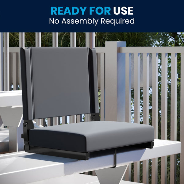 English Elm Grandstand Padded Stadium Chairs with 500 lb Capacity - Lightweight, Portable Folding Seats for Events Gray XU-STA-GY-GG