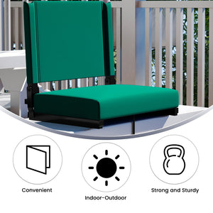 English Elm Grandstand Padded Stadium Chairs with 500 lb Capacity - Lightweight, Portable Folding Seats for Events Hunter Green XU-STA-HGR-GG