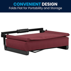 English Elm Grandstand Padded Stadium Chairs with 500 lb Capacity - Lightweight, Portable Folding Seats for Events Maroon XU-STA-M-GG