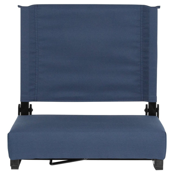 English Elm Grandstand Padded Stadium Chairs with 500 lb Capacity - Lightweight, Portable Folding Seats for Events Navy Blue XU-STA-NAVY-GG