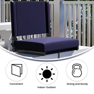 English Elm Grandstand Padded Stadium Chairs with 500 lb Capacity - Lightweight, Portable Folding Seats for Events Navy XU-STA-NVY-GG