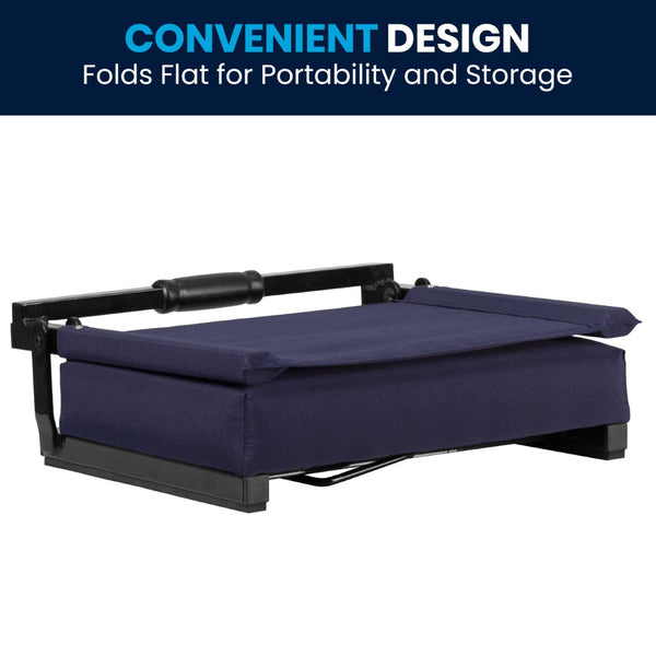 English Elm Grandstand Padded Stadium Chairs with 500 lb Capacity - Lightweight, Portable Folding Seats for Events Navy XU-STA-NVY-GG