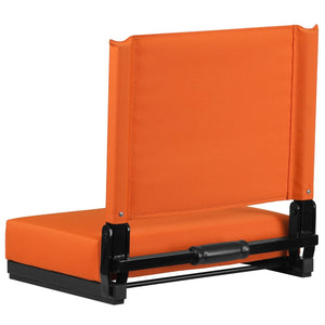 English Elm Grandstand Padded Stadium Chairs with 500 lb Capacity - Lightweight, Portable Folding Seats for Events Orange XU-STA-OR-GG