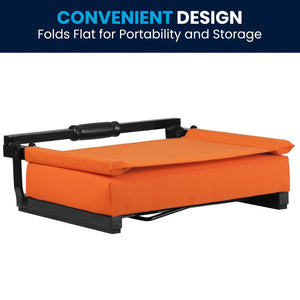 English Elm Grandstand Padded Stadium Chairs with 500 lb Capacity - Lightweight, Portable Folding Seats for Events Orange XU-STA-OR-GG