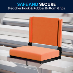 English Elm Grandstand Padded Stadium Chairs with 500 lb Capacity - Lightweight, Portable Folding Seats for Events Orange XU-STA-OR-GG