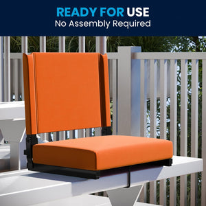 English Elm Grandstand Padded Stadium Chairs with 500 lb Capacity - Lightweight, Portable Folding Seats for Events Orange XU-STA-OR-GG