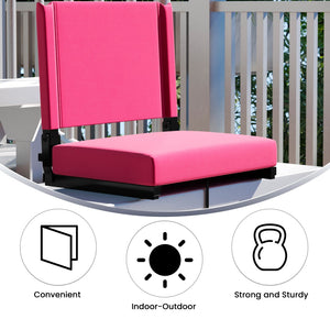 English Elm Grandstand Padded Stadium Chairs with 500 lb Capacity - Lightweight, Portable Folding Seats for Events Pink XU-STA-PK-GG