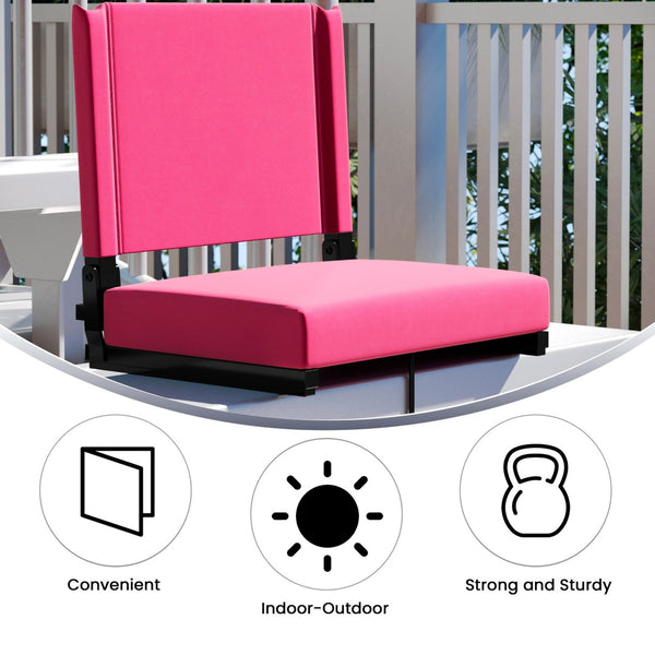 English Elm Grandstand Padded Stadium Chairs with 500 lb Capacity - Lightweight, Portable Folding Seats for Events Pink XU-STA-PK-GG