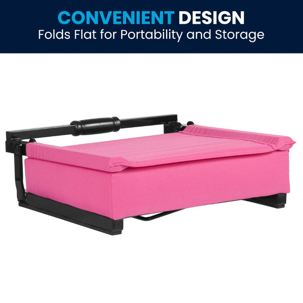 English Elm Grandstand Padded Stadium Chairs with 500 lb Capacity - Lightweight, Portable Folding Seats for Events Pink XU-STA-PK-GG
