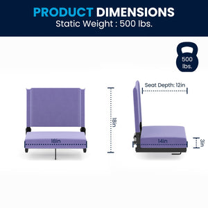 English Elm Grandstand Padded Stadium Chairs with 500 lb Capacity - Lightweight, Portable Folding Seats for Events Purple XU-STA-PUR-GG