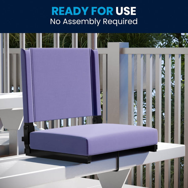 English Elm Grandstand Padded Stadium Chairs with 500 lb Capacity - Lightweight, Portable Folding Seats for Events Purple XU-STA-PUR-GG