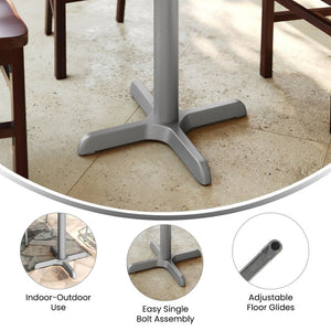 English Elm Beverly 22'' x 22'' Commercial Restaurant Table Base - Durable Cast Iron Design for Any Setting Silver XU-T2222-SLV-GG