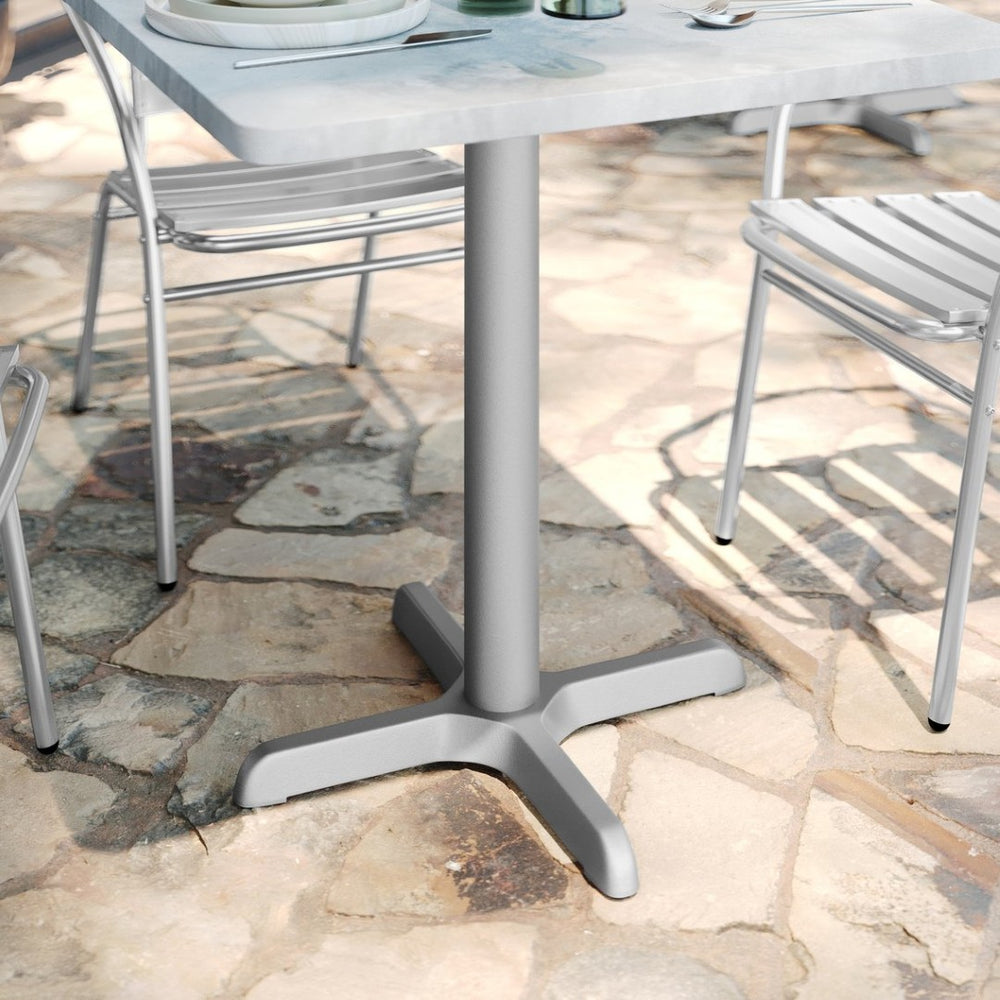 English Elm Beverly 22'' x 22'' Commercial Restaurant Table Base - Durable Cast Iron Design for Any Setting Silver XU-T2222-SLV-GG